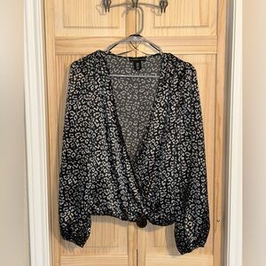 Sincerely Jules Satin Long Sleeve Animal Print Top